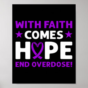 Stop Overdosis! Paarse Lint. Overdosis Bewustzijn Poster
