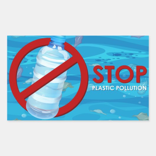 Stop plasticvervuiling rechthoekige sticker (Voorkant)