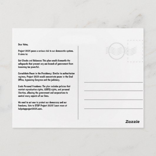 Stop Project 2025 Briefkaart (Achterkant)