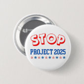 Stop Project 2025 Button Stem Blauw Anti-Trump USA (Voorkant /achterkant)