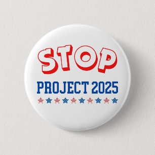Stop Project 2025 Button Stem Blauw Anti-Trump USA