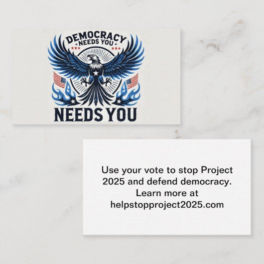 STOP Project 2025 - Defend Democracy Visitekaartje (Voorkant / Achterkant)