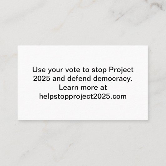 Stop Project 2025 - Défendre le Carte de visite de (Dos)