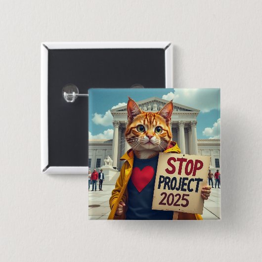 Stop Project 2025 Kat politiek Vierkante Button 5,1 Cm (Voorkant /achterkant)