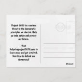 STOP Project 2025 - Stem Blauw - Verdedig Democrat Briefkaart (Achterkant)
