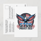 STOP Project 2025 - Stem Blauw - Verdedig Democrat Briefkaart (Voorkant / Achterkant)