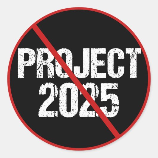 Stop Project 2025 tegen Trump Ronde Sticker (Voorkant)