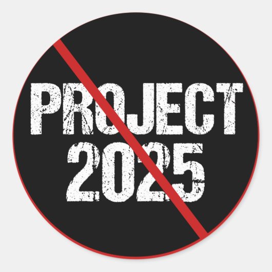 Stop Project 2025 tegen Trump Ronde Sticker (Voorkant)