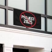 Stop Project 2025 tegen Trump Spandoek (Buitenkant Gebouw)