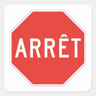 Stop, Quebec, Traffic Sign, Canada Vierkante Sticker