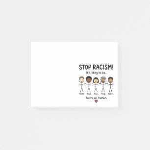 Stop racisme we zijn allemaal mensen post-it® notes