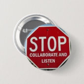STOP.  Samenwerking en luisteren Ronde Button 5,7 Cm (Voorkant /achterkant)