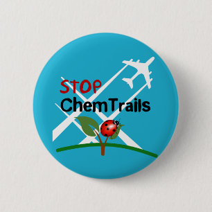 Stop-Sign Plane Aerosol Trails LadyBug Ronde Button 5,7 Cm