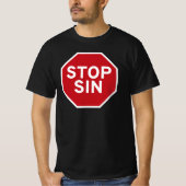 Stop Sin – Faith, Strength and Courage T-shirt (Voorkant)