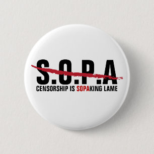 Stop SOPA - Censorship is SOPAK Lame Ronde Button 5,7 Cm