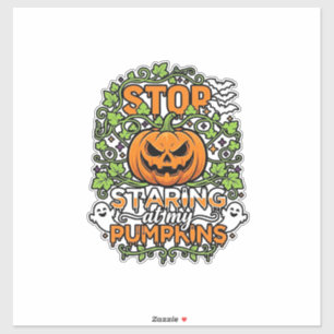 Stop Starende Pompoenen Halloween Geesten Vleermui Sticker