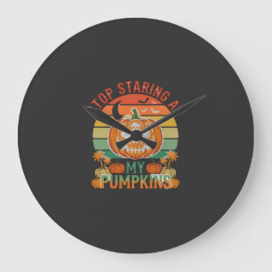 Stop Starende Pompoenen Halloween Schedel Retro Zo Grote Klok