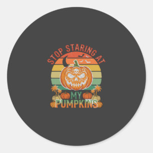 Stop Starende Pompoenen Halloween Schedel Retro Zo Ronde Sticker