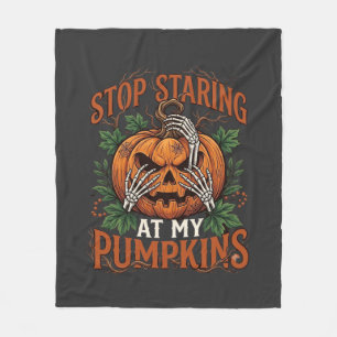 Stop Starende Pompoenen Halloween Skelet Handen_1 Fleece Deken