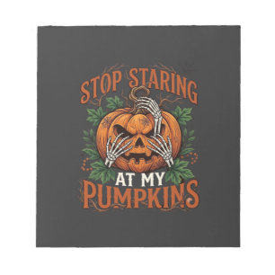 Stop Starende Pompoenen Halloween Skelet Handen_1 Notitieblok