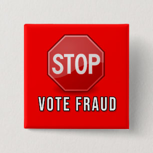 Stop stemfraude vierkante button 5,1 cm