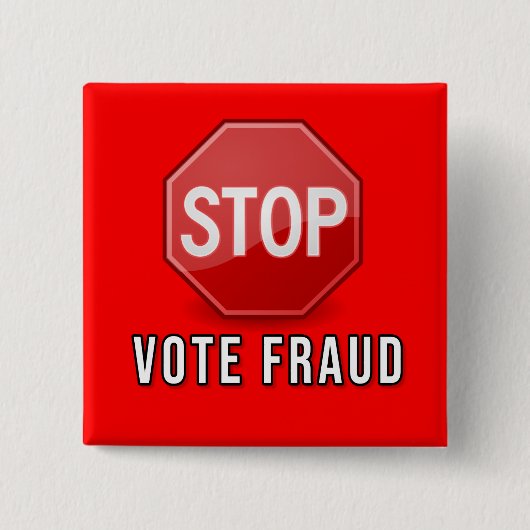 Stop stemfraude vierkante button 5,1 cm (Voorkant)