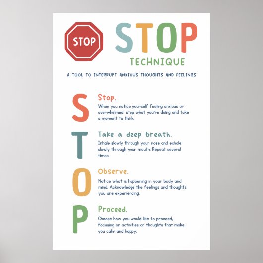 STOP Technique Mindset Classroom Poster (Devant)