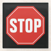 STOP-teken Glazen Onderzetter (Voorkant)