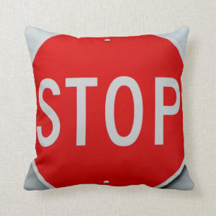 Stop Teken Grijs Rood en Wit Kussen