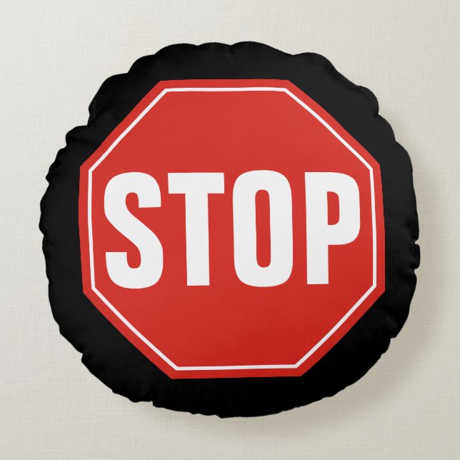 STOP-teken Rond Kussen (Voorkant)