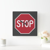 Stop-teken-vierkant wandklok vierkante klok (Huis)