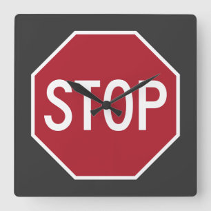 Stop-teken-vierkant wandklok vierkante klok