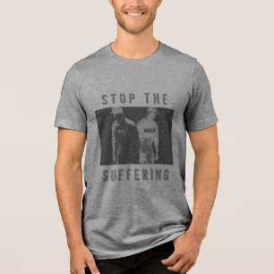 "Stop the Suffering" Donkergrijs Zwart Oorlog T-sh Tri-Blend Shirt