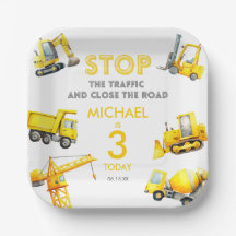 Stop The Traffic Construction Trucks Birthday