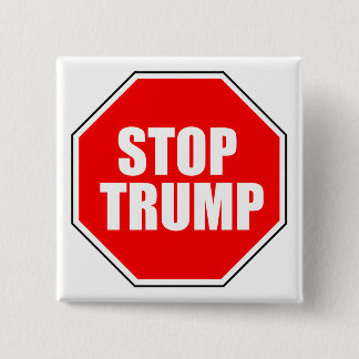 "STOP TRUMP" VIERKANTE BUTTON 5,1 CM