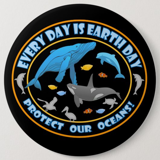 Stop walvisjacht ronde button 6,0 cm (Voorkant)