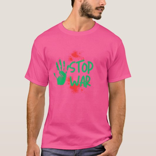 Stop War  Bold Handprint Anti-War Graphic Design T-shirt (Voorkant)