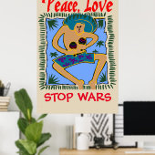 Stop Wars, Peace Love, Poster de l'homme Rasta (Bureau à domicile)