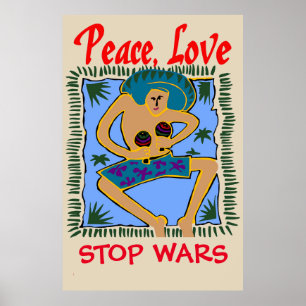 Stop Wars, Peace Love, Poster de l'homme Rasta