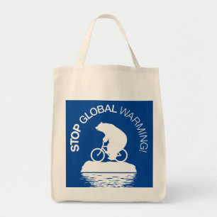 Stop wereldwijde opwarming: herbruikbare boodschap tote bag