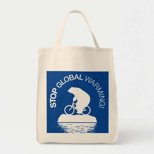 Stop wereldwijde opwarming: herbruikbare boodschap tote bag (Voorkant)