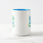 Stop wereldwijde opwarming tweekleurige koffiemok (Center)