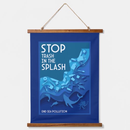 Stop Zeevervuiling Hangend Wandkleed (Voorkant)