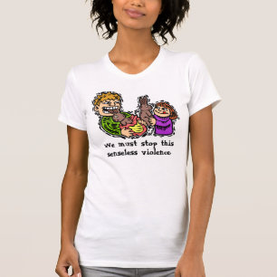 Stop zinloze chocolade konijn geweld T-shirt