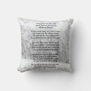 Stoppen door Bossen Snowy Evening Robert Frost Poe Kussen