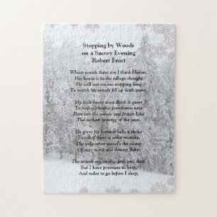 Stoppen door Bossen Snowy Evening Robert Frost Poe Legpuzzel