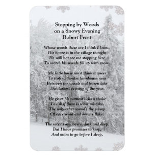 Stoppen door Bossen Snowy Evening Robert Frost Poe Magneet