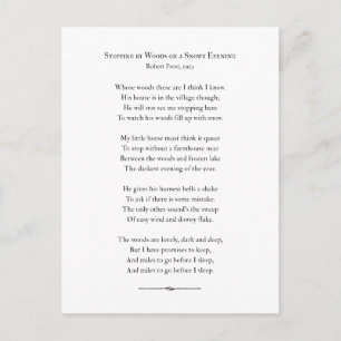 Stoppen met Bossen op een Snowy Evening, Robert Fr Briefkaart