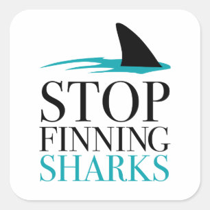 STOPPEN MET HET VINDEN VAN SHARKS VIERKANTE STICKER