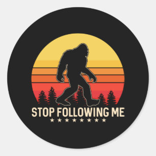 Stoppen met volgen   Bigfoot Retrodesign Ronde Sticker
